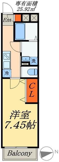 COMFORT HARUE(1K/1階)の間取り写真