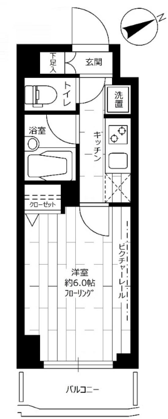ステージファースト武蔵小山II(1K/6階)の間取り写真