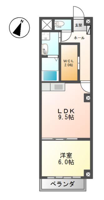 COMFORT 額原(1LDK/2階)の間取り写真