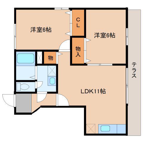フローリッシュいづみII(2LDK/1階)の間取り写真