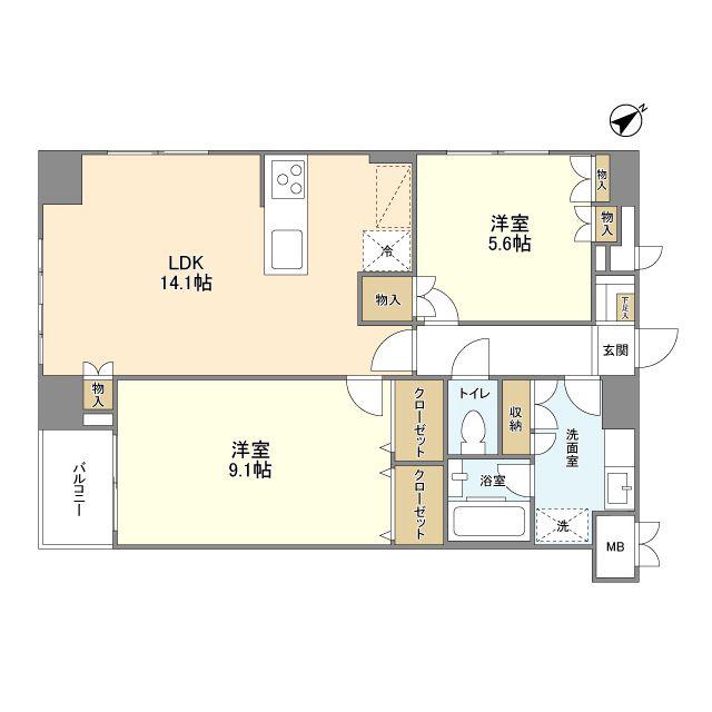 ナーベルお茶の水(2LDK/13階)の間取り写真