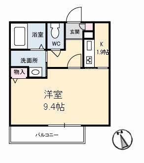 エトワール御船(1K/4階)の間取り写真