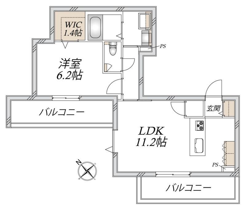 フェリーチェ赤塚新町(1LDK/4階)の間取り写真