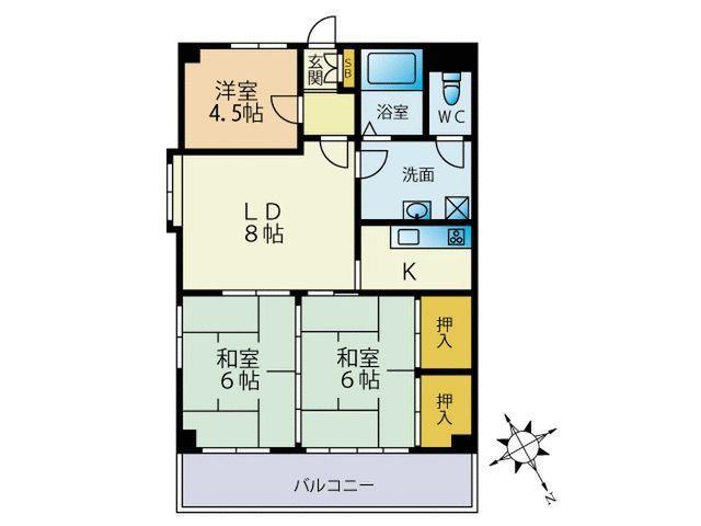 クレベール千防(3LDK/3階)の間取り写真