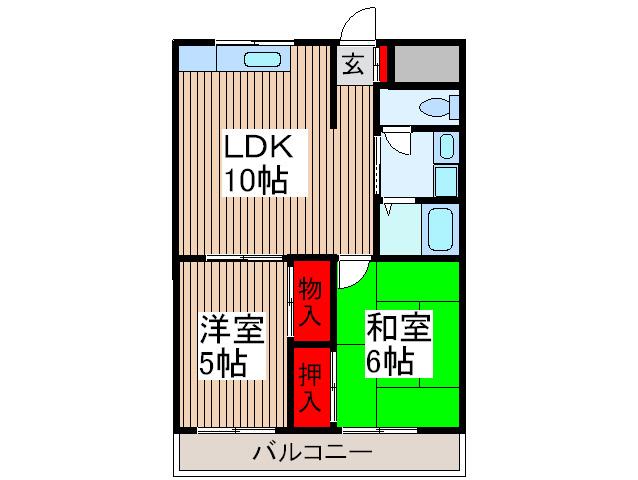 バレー中浦和(2LDK/3階)の間取り写真