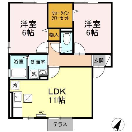サン・セジュール(2LDK/1階)の間取り写真
