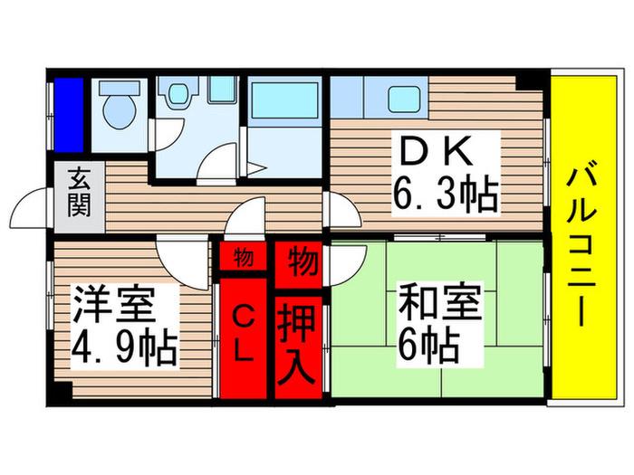 メゾン幕張(2DK/3階)の間取り写真