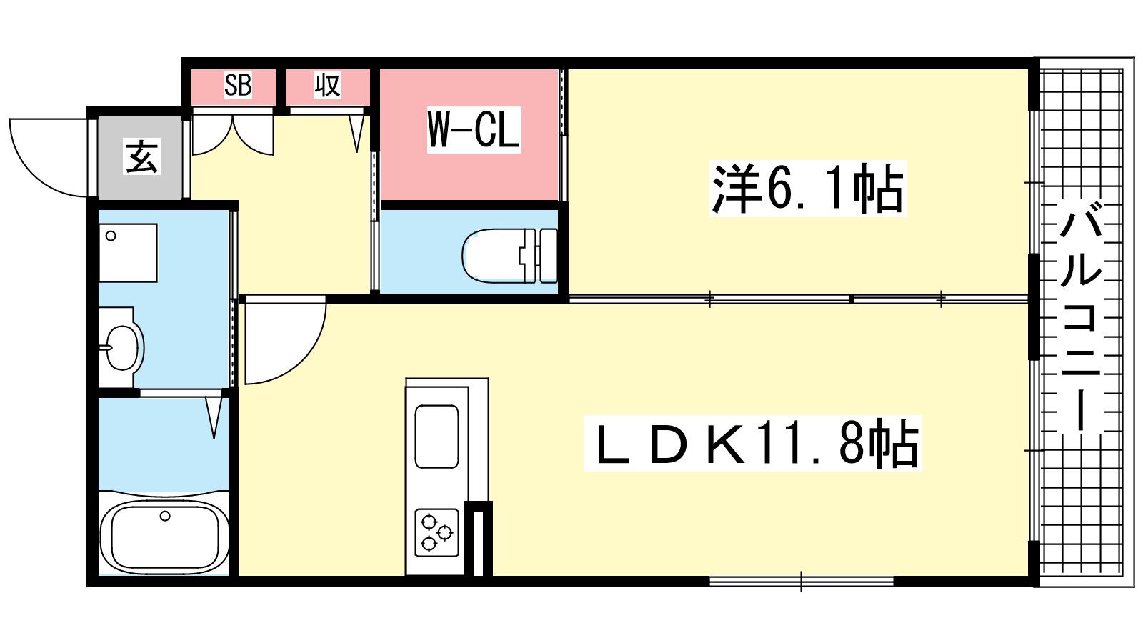 イーストテラス(1LDK/1階)の間取り写真
