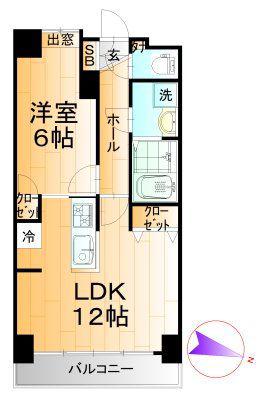 フォーシーズン開成山公園(1LDK/11階)の間取り写真