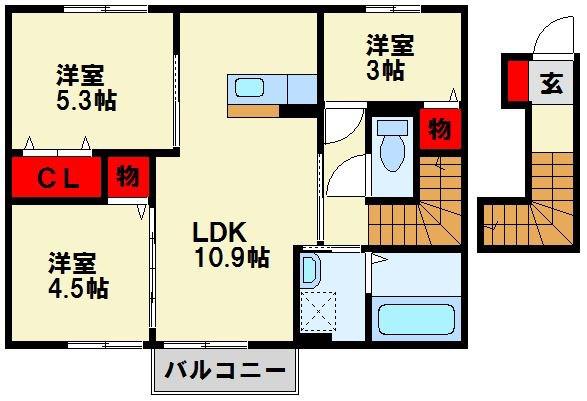 フォーレストKOHARU(2SLDK/2階)の間取り写真
