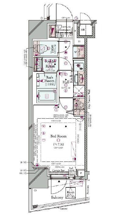 コンシェリア東京 HIGASHIJUJO RESIDENCE(1K/8階)の間取り写真