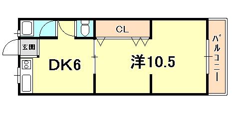シルバーハイツ大石(1DK/4階)の間取り写真