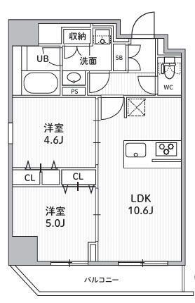 S-RESIDENCE住吉AQUACHTエスレジデンス住吉アクアハト(2LDK/2階)の間取り写真