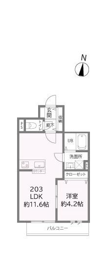 コンフォルディア(1LDK/2階)の間取り写真