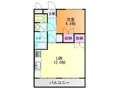 KAZUMI(1LDK/2階)の間取り写真