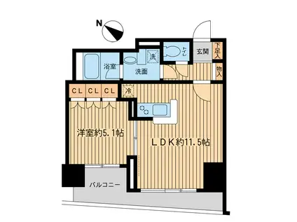 日本橋ファーストレジデンス(1LDK/6階)の間取り写真