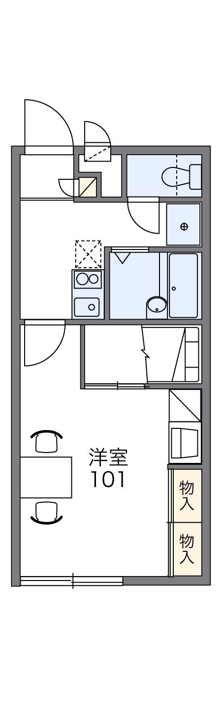 インター古賀(1K/1階)の間取り写真