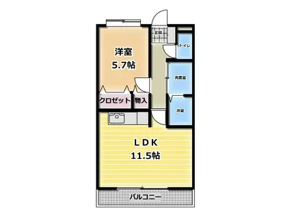 スカイヒルズ自由ヶ丘(1LDK/1階)の間取り写真