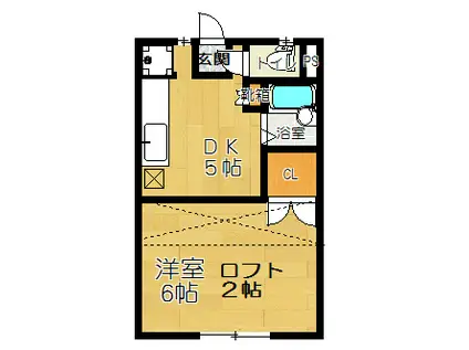 ウッドビレッジ(1DK/1階)の間取り写真