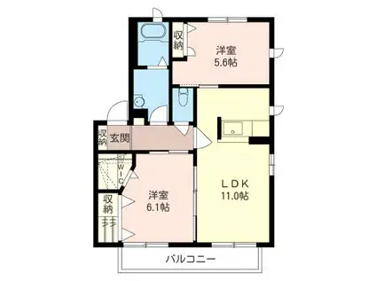 グラシューズムツミV(2LDK/2階)の間取り写真