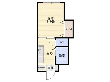 サンライズ上宇部(1K/1階)の間取り写真