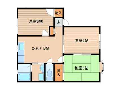 ペアフィールドタウンF(3DK/2階)の間取り写真