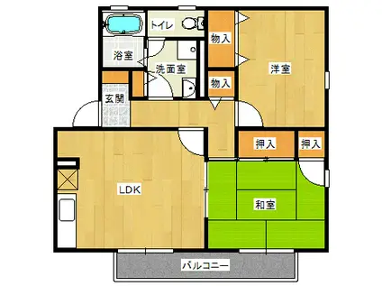 メゾン・キノモトB棟(2LDK/1階)の間取り写真