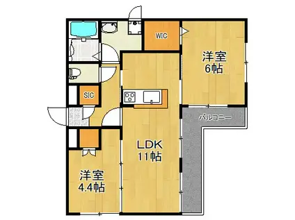 MAISON BLANCHE(2LDK/3階)の間取り写真