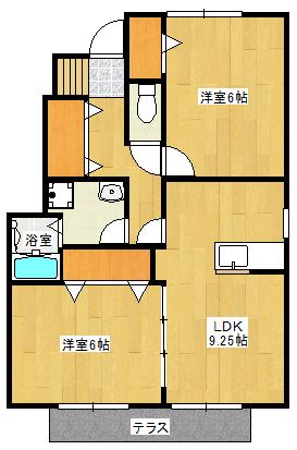 ローズコート元浜(2LDK/1階)の間取り写真