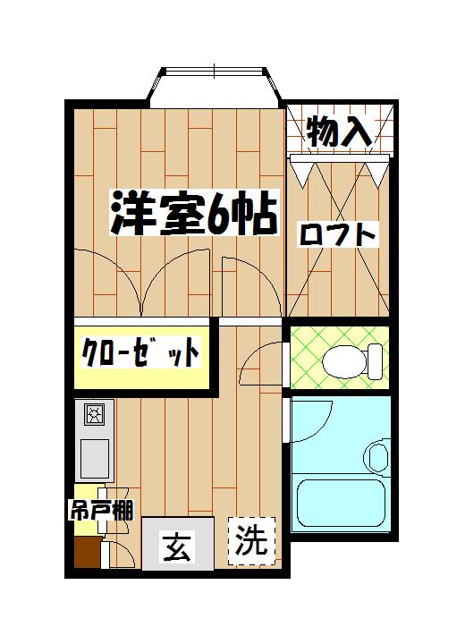 マルワレジデンス龍ケ崎第一(1K/2階)の間取り写真