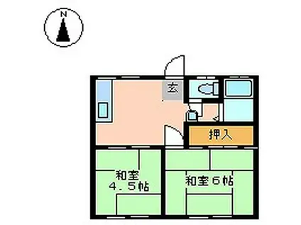 サカトクハイツ(2DK/1階)の間取り写真