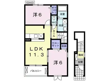 エスペラント(2LDK/2階)の間取り写真