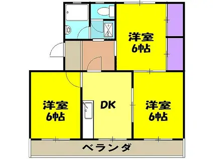 西田大坪マンション(3DK/2階)の間取り写真