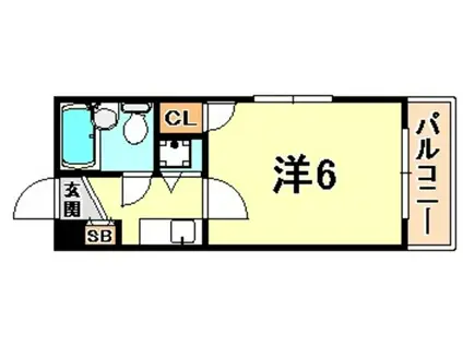 ライオンズマンション六甲道(1K/2階)の間取り写真