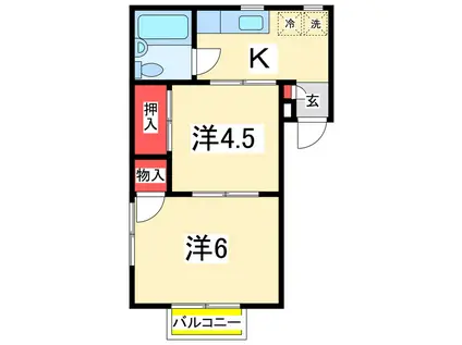 エクセラン大畑(2K/2階)の間取り写真
