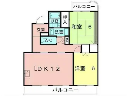 杉山パレス(2LDK/1階)の間取り写真