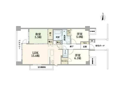 ランドシティ玉川学園ロイヤルテラス(3LDK/5階)の間取り写真