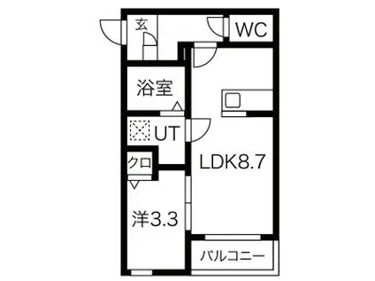 メイクスR矢田II(1LDK/2階)の間取り写真