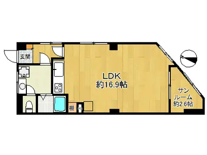 浜甲子園シーサイドマンション(1LDK/3階)の間取り写真