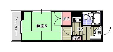 パルデンス藤井(1K/2階)の間取り写真