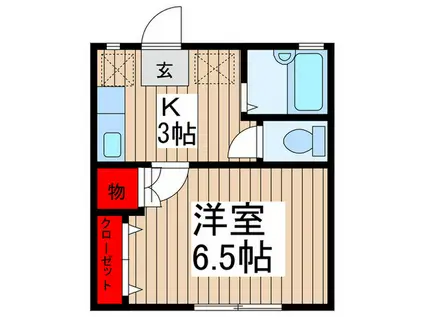 ハイムタカノ(1K/2階)の間取り写真