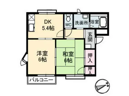 中井町フレグランスII(2DK/2階)の間取り写真