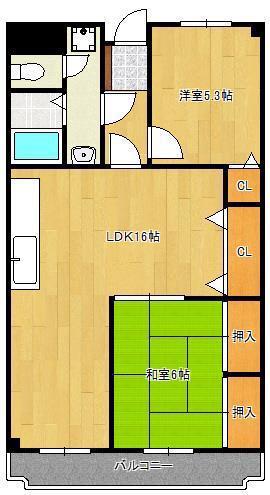 ラディア石田(2LDK/3階)の間取り写真