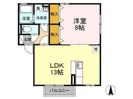 セジュールひまわり(1LDK/1階)の間取り写真