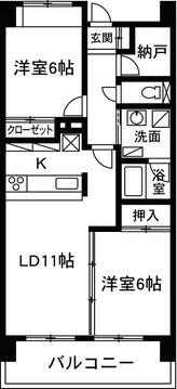 ハートフルライフIWASA1(2SLDK/11階)の間取り写真