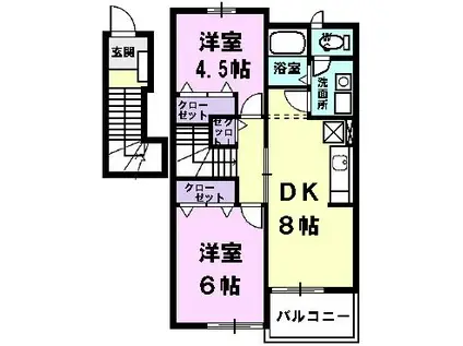 ミーテK・E(2DK/2階)の間取り写真