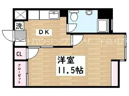 上北沢グリーンコーポ(1DK/4階)の間取り写真