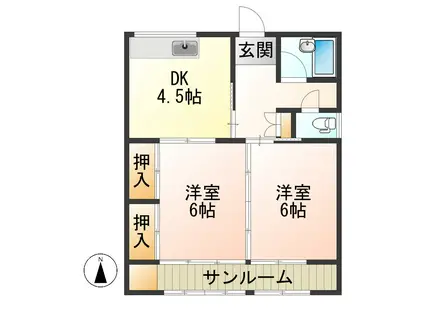 斎藤アパート(2K/1階)の間取り写真
