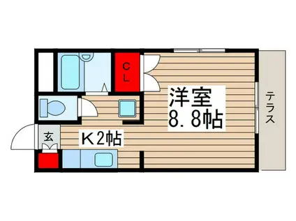 京成本線 京成大久保駅 徒歩11分 2階建 築29年(1K/1階)の間取り写真
