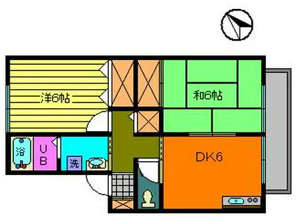 メゾンロータス(2DK/1階)の間取り写真